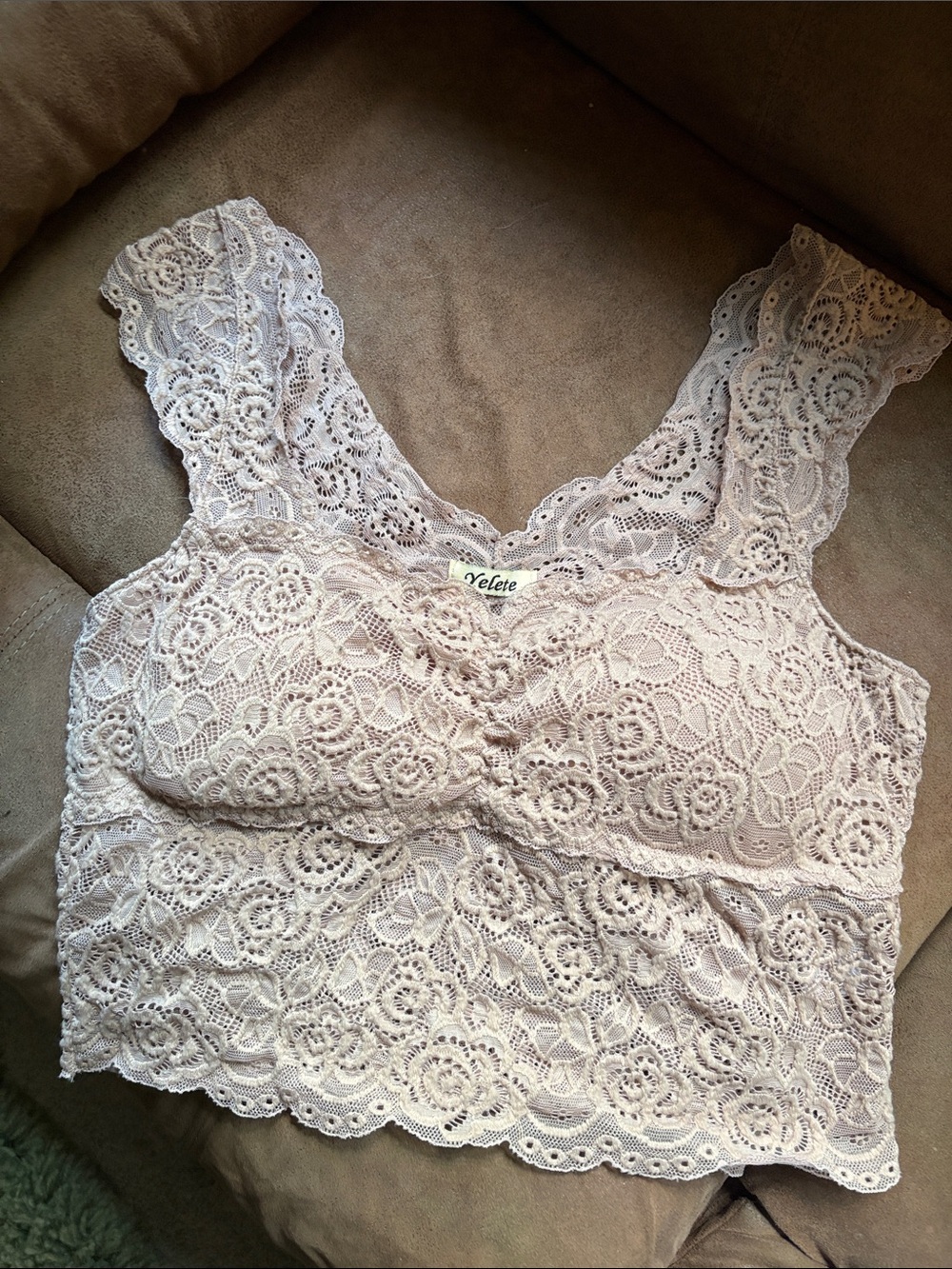Yelete Lace Bralette Tank - Blush Pink